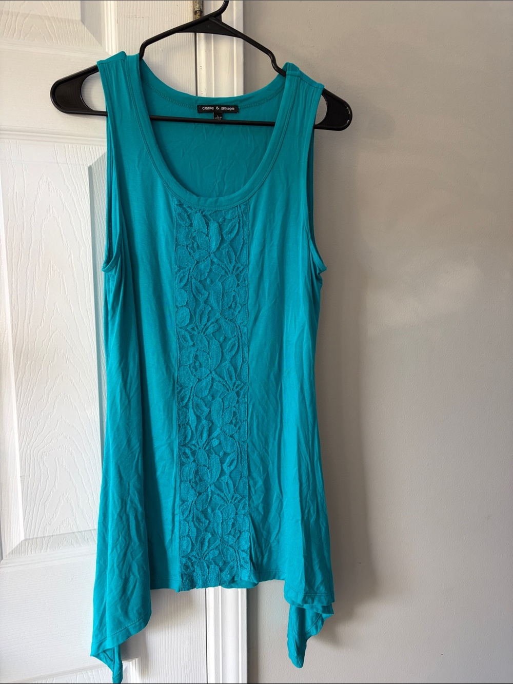 Cable & Gauge Teal Lace-Front Swing Tank